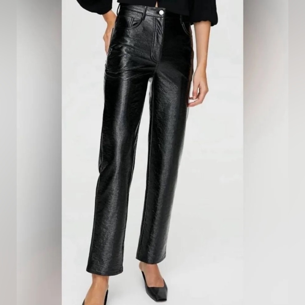 Wilfred Melina Pants Vegan Black Patent Leather Size 6